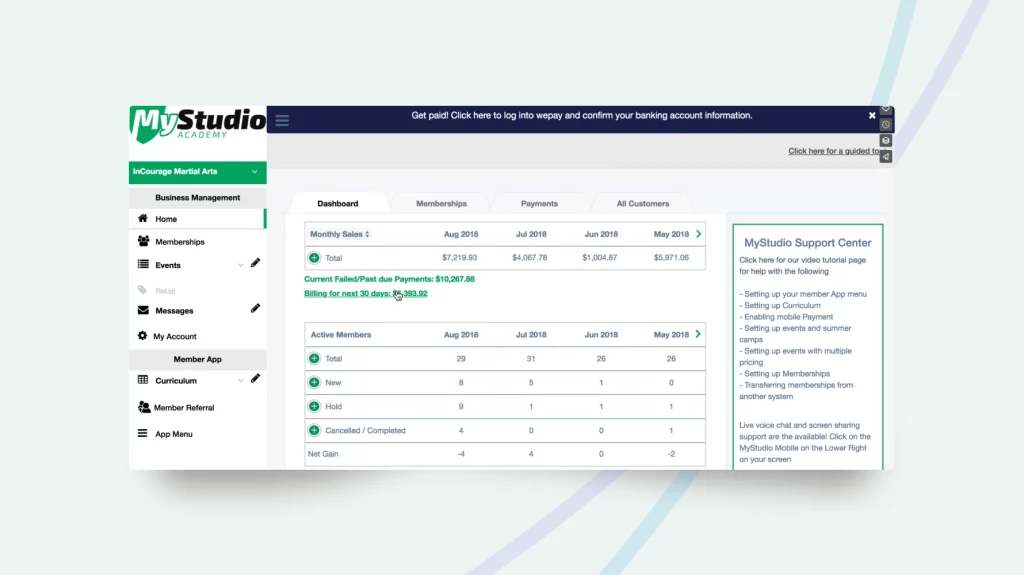 My Studio dance booking software